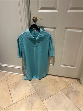 Peter Millar Aqua Striped Performance Polo